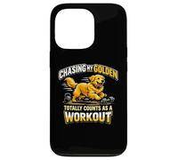 Custodia per iPhone 13 Pro Golden Retriever Workout Humor per cane, mamma, papà