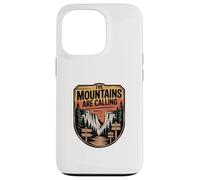 Custodia per iPhone 13 Pro Grafica del distintivo Wilderness, The Mountains Are Calling