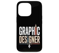 Custodia per iPhone 13 Pro Graphic Designer Retro Tipografia Con Penna Icona