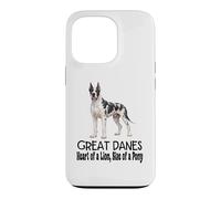 Custodia per iPhone 13 Pro Great Dane Dog Cuore di un leone, dimensioni di un pony