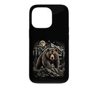 Custodia per iPhone 13 Pro Grizzly Bear Moon Wilderness Wilderness Arte di montagna