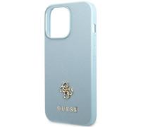 CUSTODIA PER IPHONE 13 PRO GUESS SAFFIANO 4G BLU CON LOGO IN METALLO PROTETTIVA