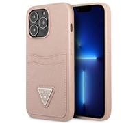 Custodia per iPhone 13 Pro Guess Saffiano Triangle Logo Kart rosa