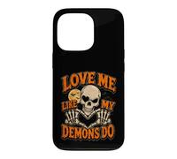 Custodia per iPhone 13 Pro Halloween Teschi Love Me My Demons Do Gothic Valentines