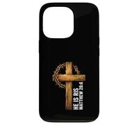 Custodia per iPhone 13 Pro He Is Risen Croce Corona Spine Matteo 28:6 Christian Faith
