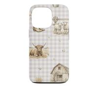 Custodia per iPhone 13 Pro Highland Mucca Pecora Rustico Fattoria Paese Acquerello