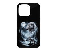 Custodia per iPhone 13 Pro Holland Lop Coniglio che ulula alla luna anni '90 retrò