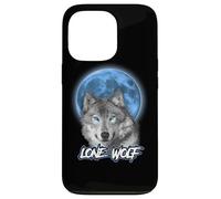 Custodia per iPhone 13 Pro Howling Lone Wolf On Moon Animal Funny Wolves Lover