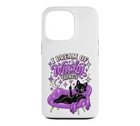 Custodia per iPhone 13 Pro I Dream of Witchy Things Gatto Nero Strega Halloween