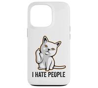 Custodia per iPhone 13 Pro I Hate People Sign,Funny Cat Giving the Finger Flipping Off