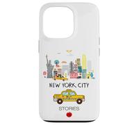Custodia per iPhone 13 Pro I Love NYC, New York City Wonderful Stories with Cartoon Art