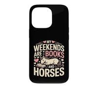 Custodia per iPhone 13 Pro I miei fine settimana sono libri e cavalli carino pony