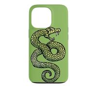 Custodia per iPhone 13 Pro Illustrazione del serpente che colpisce il tatuaggio del serpente che sibila verde