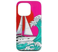 Custodia per iPhone 13 Pro Japanese Wave Sailboat Sailing Boating Club Sailor