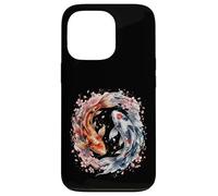 Custodia per iPhone 13 Pro Japanese Yin Yang Koi Fish Sakura Watercolor