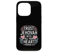 Custodia per iPhone 13 Pro Jehovah's Witness Trust Jehovah Heart Proverbs 3:5 JW ORG JW