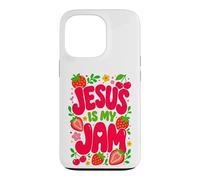 Custodia per iPhone 13 Pro Jesus is My Jam Cute Christian Strawberry Faith