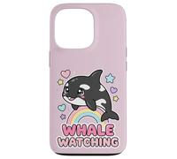 Custodia per iPhone 13 Pro Kawaii Orca Rainbow Whale Guardando Chibi Whale Girls