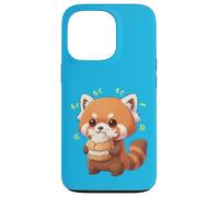 Custodia per iPhone 13 Pro Kawaii Red Panda Bamboo Cat Munching Felicemente
