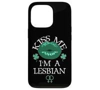 Custodia per iPhone 13 Pro Kiss Me I'm a Lesbian St Patricks Day Green Lips Les Pride