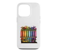 Custodia per iPhone 13 Pro La diversità ci rende bellissimi libri arcobaleno fiori