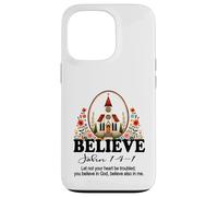 Custodia per iPhone 13 Pro La fede cristiana crede in Cristo Bella chiesa floreale