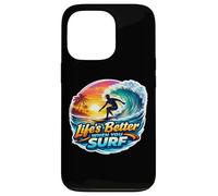 Custodia per iPhone 13 Pro La vita è meglio quando si surf Surfer Surfing Surfboard Citazione