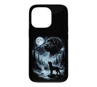 Custodia per iPhone 13 Pro Labradoodle nero che ulula alla luna retrò anni '90 Doodle Dog