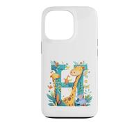 Custodia per iPhone 13 Pro Lettera H Animali della giungla Musica Monogramma Gio