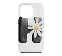 Custodia per iPhone 13 Pro Lettera H Daisy Monogramma Nero Bianco Illustrazione