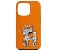 Custodia per iPhone 13 Pro Lettera H Iniziale + Corona Arancione