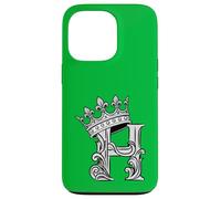 Custodia per iPhone 13 Pro Lettera H Iniziale + Corona Kelly Verde