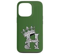 Custodia per iPhone 13 Pro Lettera H Iniziale + Corona Verde Oliva