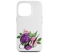 Custodia per iPhone 13 Pro Lettera iniziale H Monogramma Floreale Rosa