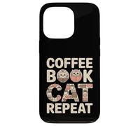 Custodia per iPhone 13 Pro Libro del caffè Cat Repeat Cute Cozy Cat Lover
