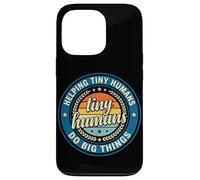 Custodia per iPhone 13 Pro Logo vintage con scritta "Helping Tiny Humans Do Big Things Teacher"