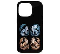 Custodia per iPhone 13 Pro Lupi mistici Ululando Luna Divertente Fantasy Wildlife