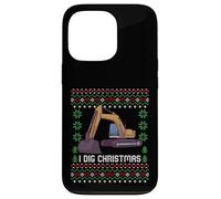 Custodia per iPhone 13 Pro Maglione natalizio I Dig Christmas Excavator Ugly