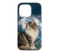 Custodia per iPhone 13 Pro Majestic Longhair Cat Montagna Art Nouveau