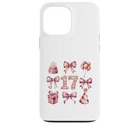 Custodia per iPhone 13 Pro Max 17° Compleanno Ragazza Coquette Fiocchi Rosa Diciassette Anni