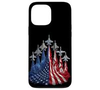 Custodia per iPhone 13 Pro Max 4th of July Fighter Jet US Flag American Military Planes