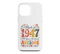 Custodia per iPhone 13 Pro Max 79 Year Old Made in 1947 Retro Floral 79th Birthday Women