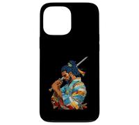 Custodia per iPhone 13 Pro Max Afro Americano Samurai Anime Cartoon Giapponese Bushido Guerriero