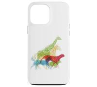 Custodia per iPhone 13 Pro Max Aggrovigliato Line Art di Safari Africa Animali Selvatici