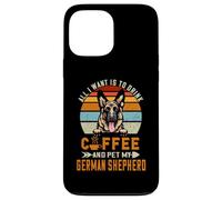 Custodia per iPhone 13 Pro Max All I Want Is To Drink Coffee And Pet My Dog German Shepherd