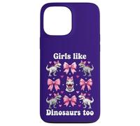 Custodia per iPhone 13 Pro Max Anche alle ragazze piacciono i dinosauri Pink Bow T-Rex Dino Lover Coquette