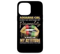 Custodia per iPhone 13 Pro Max Aquarius Girl, da donna, Labbra che si sciolgono, Black Zodiac Birthday BLM