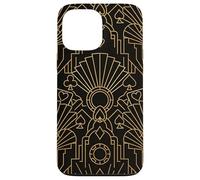 Custodia per iPhone 13 Pro Max Art Deco Yellow Line Allover Design | Geometrico di lusso nero