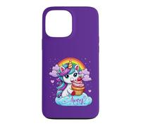 Custodia per iPhone 13 Pro Max Avery - Unicorno personalizzato con cupcake, colore: viola