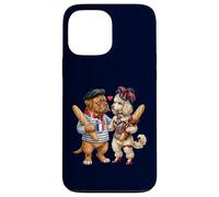 Custodia per iPhone 13 Pro Max Barboncino + cane bordeaux coppia innamorata bandiera Francia
